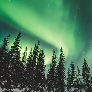 Bright moon and aurora borealis, Earth