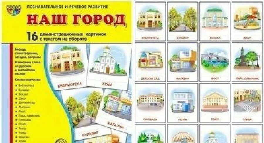 Город карточки для детей. Карточки наш город. Здания для детей с названиями. Карточки для детей городы России. Развитие речи город средняя группа