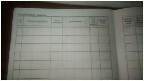 Журнал вакцинации форма