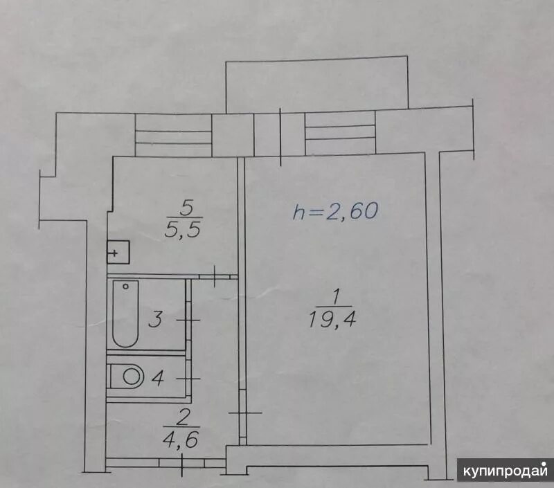 3-комнатная, ул.Ленинградской 13, 5 этажей, 5 этаж, 54,0 кв. м. долгосрочная (го