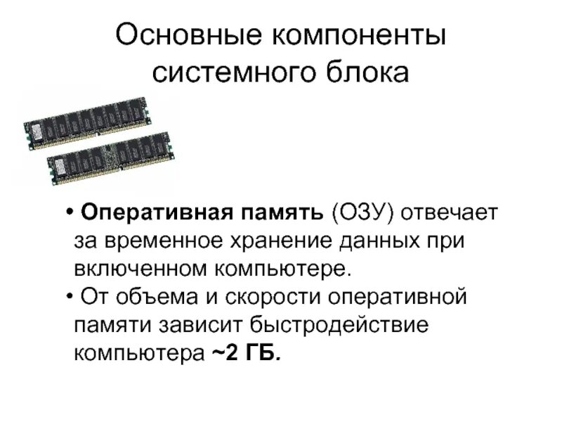 Компоненты озу