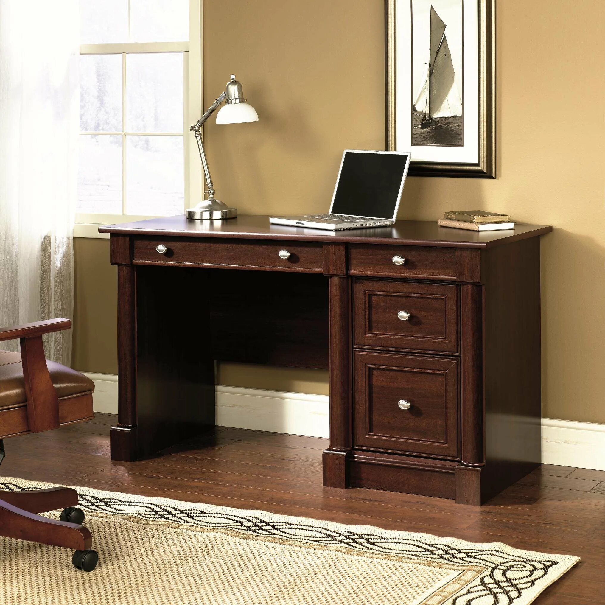 Письменный стол американской фирмы Sauder.. Стол письменный СП-1 вишня. Красивый письменный стол. Стол для кабинета домашнего.
