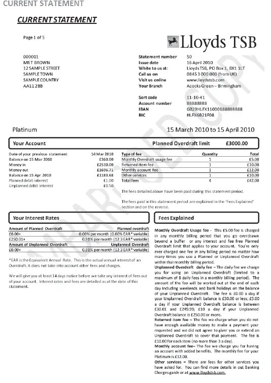 Lloyds Balance Bank Statement. AIB Bank Bank Statement. Lloyds TSB. Irish Bank Statement. Statement is over