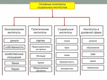 Основные социальные институты политической сферы общества