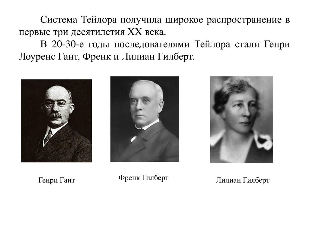 Время получили широкое распространение. «Система Тейлора» Автор. Тейлор Гилберт Гантт.