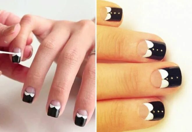 Белый маникюр с черным бантиком Pin on All Things Nails Simple acrylic nails, Fancy nails, Pedicure nails