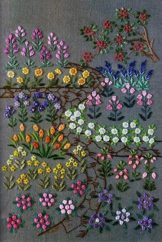Техника вышивки цветов. Японская вышивка Юмико Хигучи. Французская вышивка стежками. Вышивка разными стежками растения. Вышивка стежками цветы.