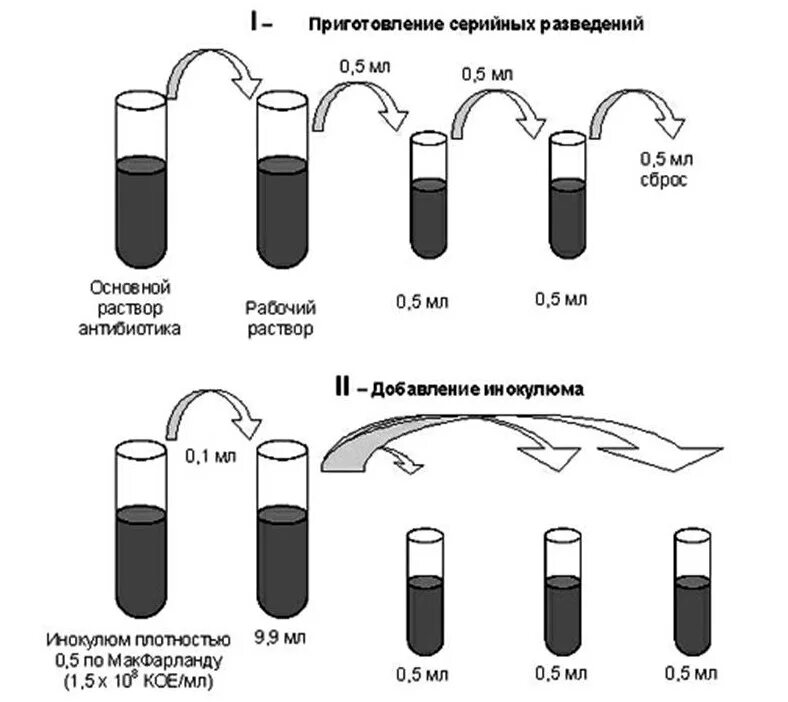 Развести 1 г антибиотика. Метод серийных разведений микробиология. Метод серийных разведений микробиология схема. Метод серийных разведений антибиотиков. Метод серийных разведений в жидкой питательной среде микробиология.