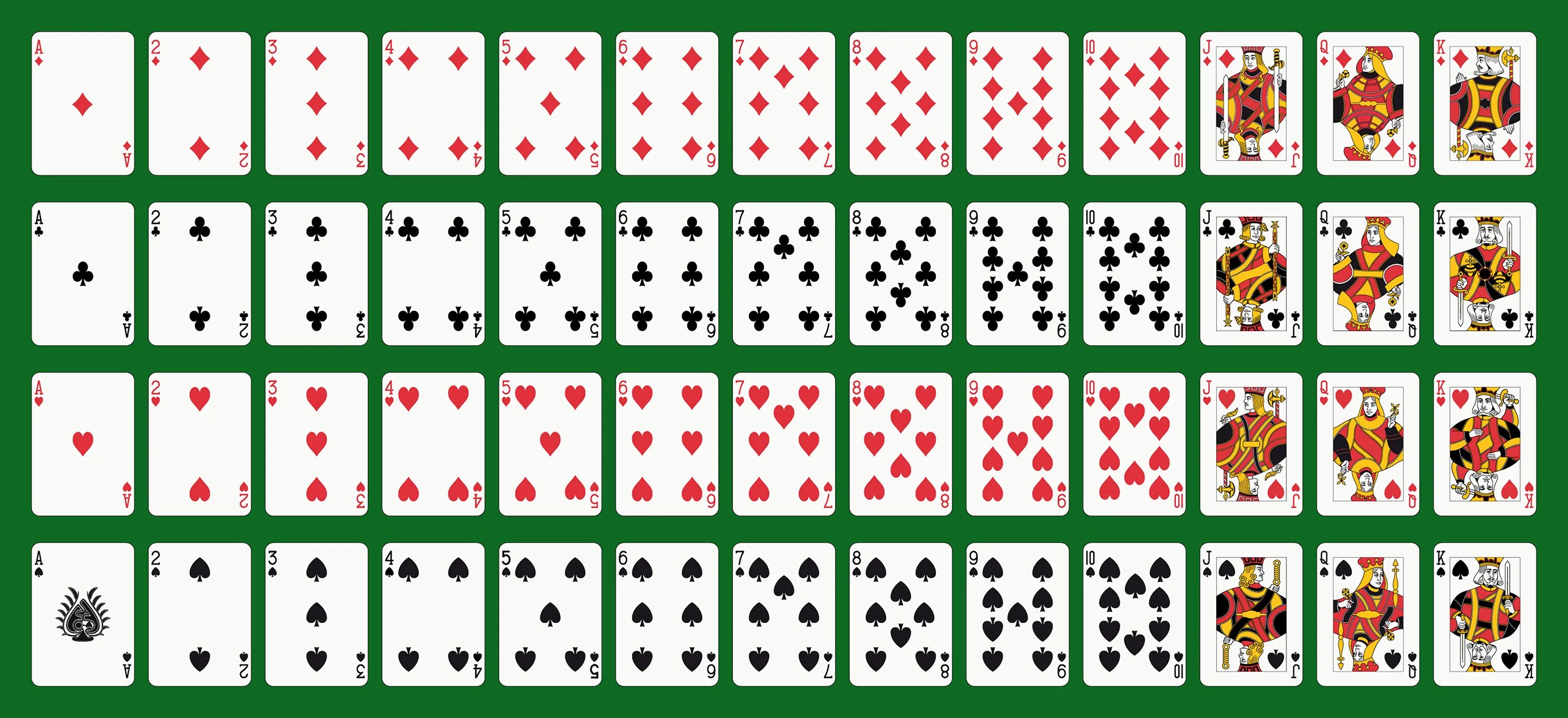 Покер колода 52 карты. Колода в 52 карты в холдеме. Standard 52-Card Deck. Распечатка карт игральных.