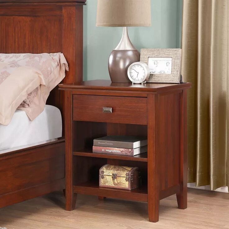 On the bedside table. Bedside table.