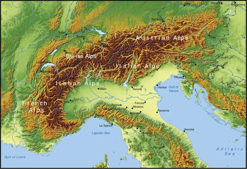 На каких территориях расположены горы альпы. Горы Альпы на карте. Альпы на карте Италии.