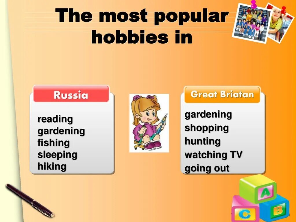 Popular hobby. Popular hobbies in britain. Popular hobby. Любимые занятия на английском. Pastimes презентация 6 класс спотлайт.