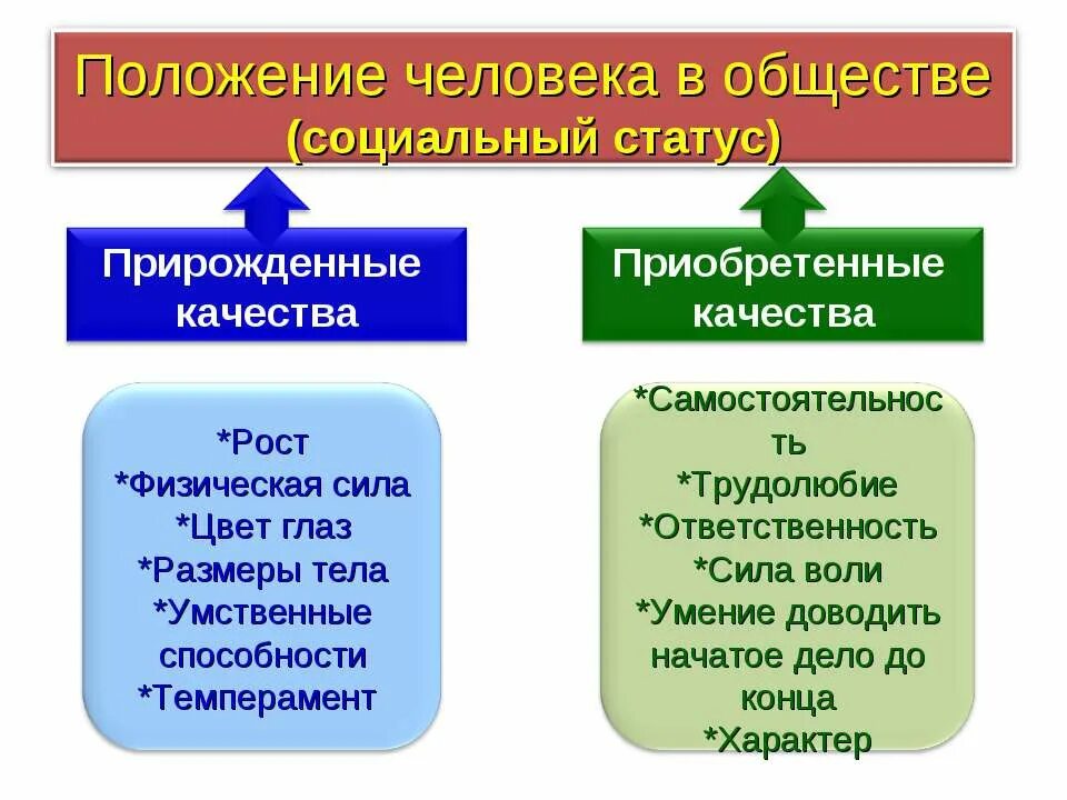 Отдельные статусные позиции люди получают