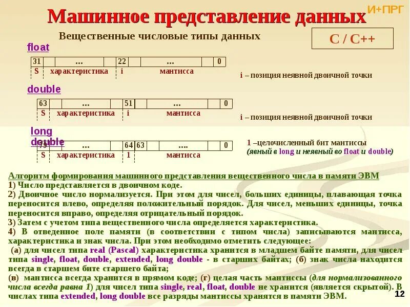 Числа в машинном коде. Представление числа в машинном коде. Тип данных число. Представление чисел в машинном виде. Машинное представление вещественных чисел.