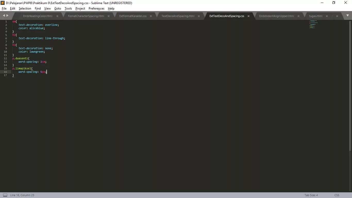 Font size px