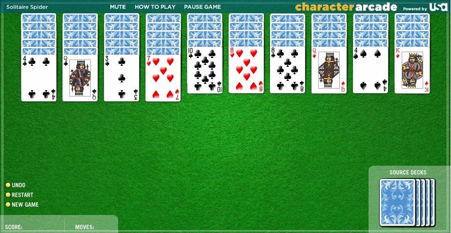 Пасьянс паук по одной карте. Игра паук. Игра Spider Solitaire. Пасьянс Солитер. Игра в карты паук 2 масти.