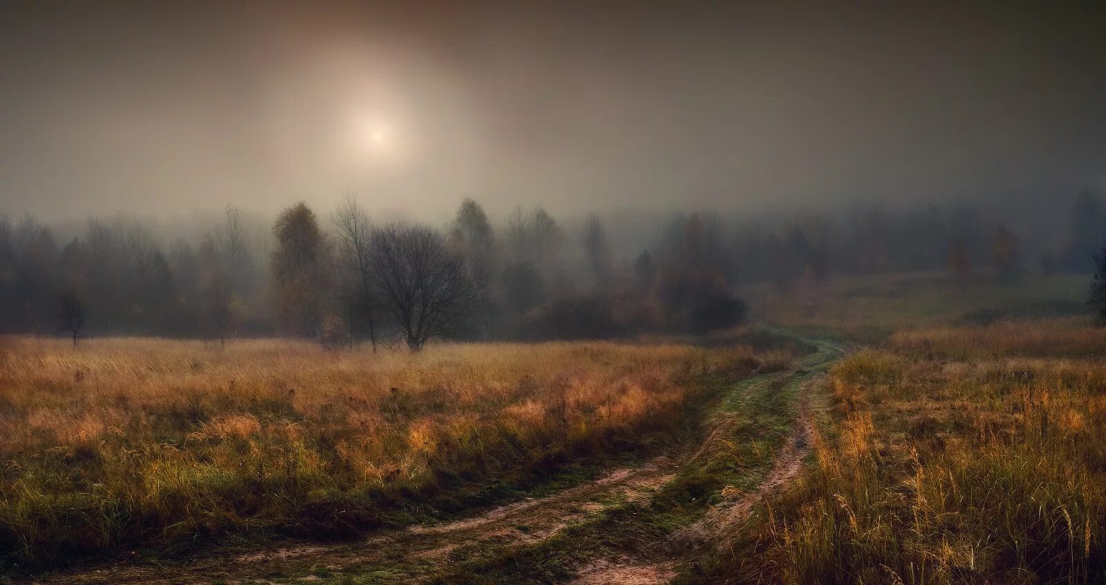 Пелена сна. Тревожный пейзаж. Осеннее поле. Унылый пейзаж. Туманный пейзаж.