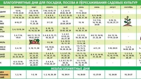 Посадочный календарь на 2017 года