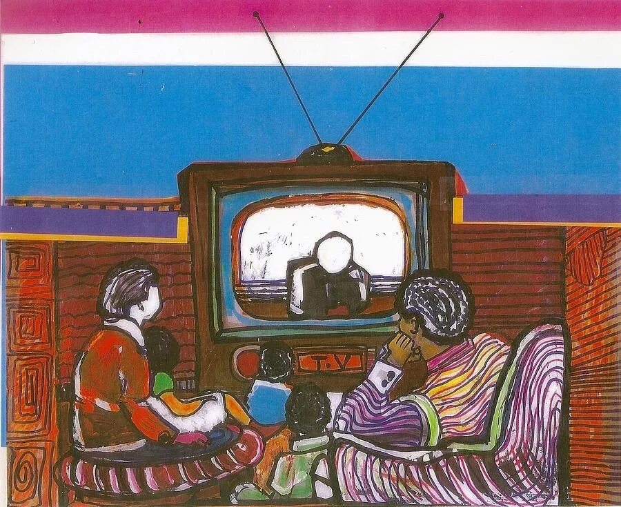 Телевизор 1 минуту. Телевизор живопись. Телевидение в живописи. Картинный телевизор. Телек картина.