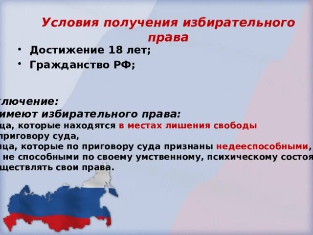 В каком году было избирательное право. Условия осуществления избирательного права. условия реализации избирательного права. условия для получения или осуществления избирательного права. демократия избирательное право.