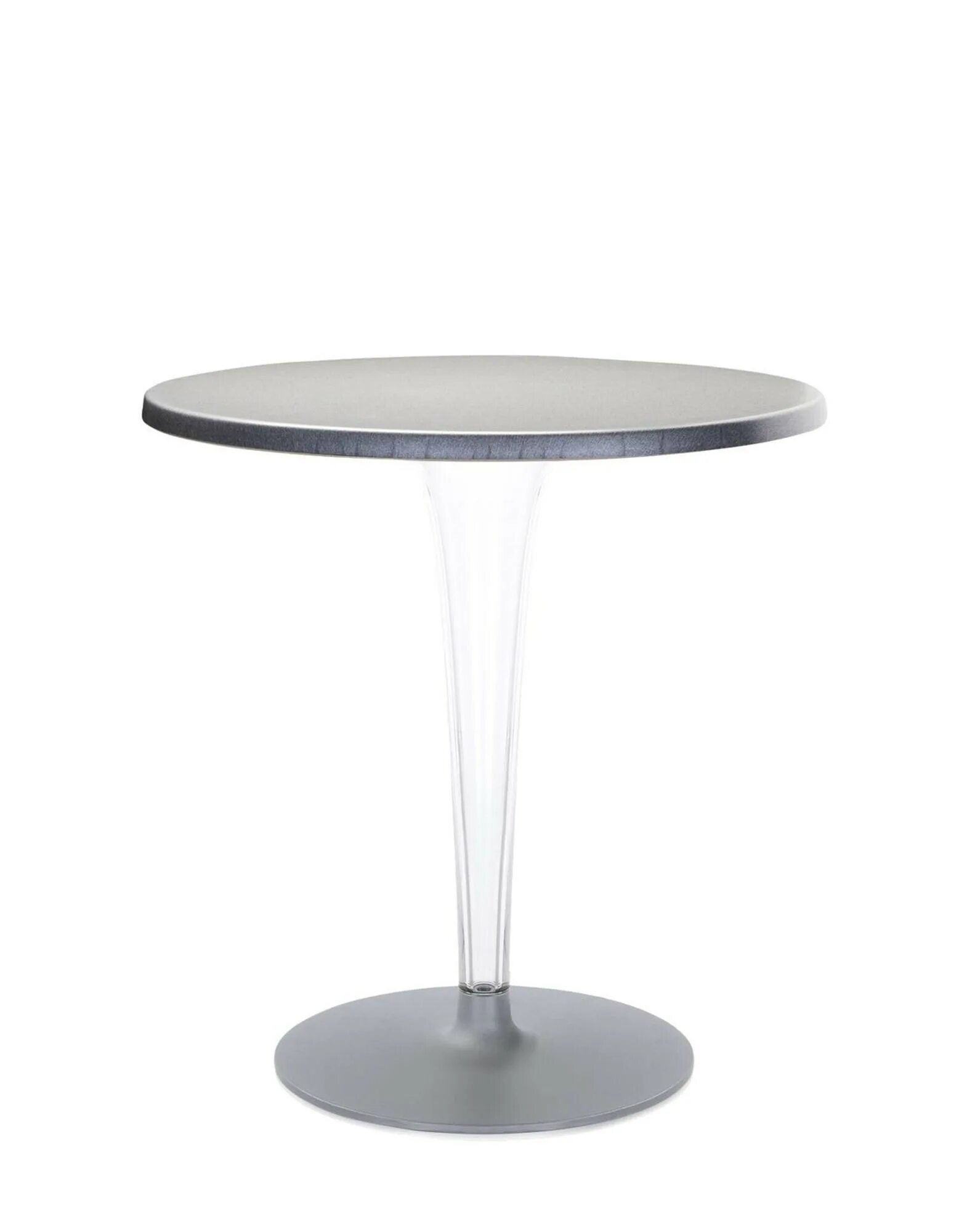 Стол высотой 70 см. Кофейный стол Стерлинг Silver с круглой столешницей артикул: IMR-877649. Столик круглый серый. Кофейный столик серый. Стол с прозрачными ножками.