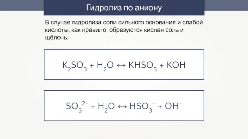 Соли слабого основания и слабой кислоты гидролиз по аниону и катиону. Гидролиз по катиону. Подвергается гидролизу по аниону и катиону. Гидролиз соли слабого основания и сильной кислоты. Полному гидролизу подвергаются