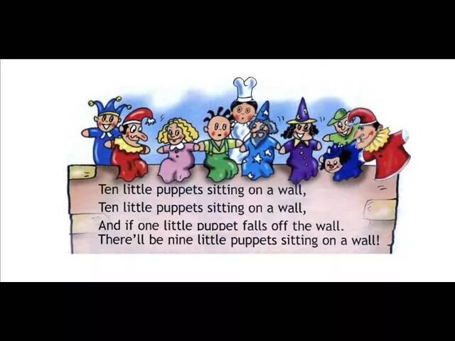 Little puppets перевод. Ten little Puppets. Ten little Puppets песенка. Ten little Puppets sitting on a Wall. Спотлайт 2 ten little Puppets.