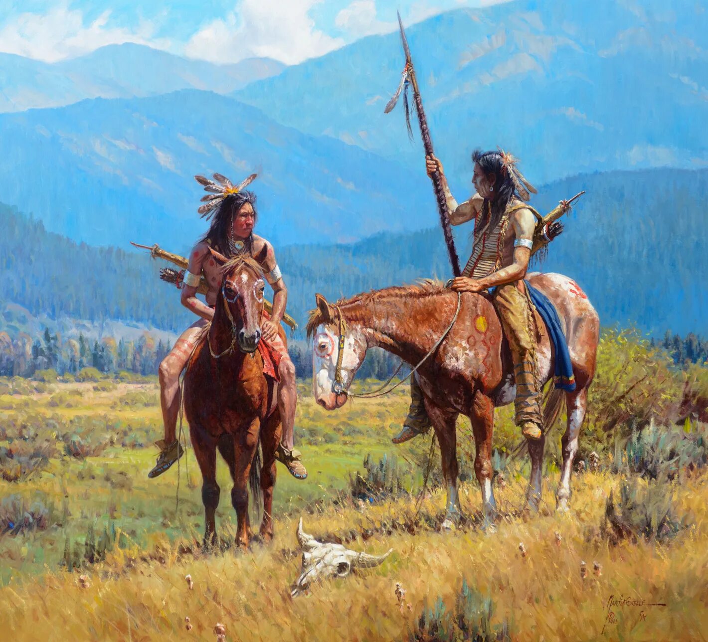 Индейцы на диком западе. Martin grelle. индейцы поселенцы дикий запад. художник-ковбой martin grelle.