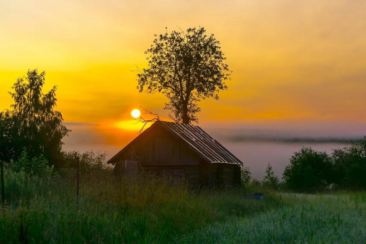 Солнце в разных домах. Утренний пейзаж деревня Герасимов. Деревенский пейзаж. Рассвет в деревне. Рассвет в деревне летом.