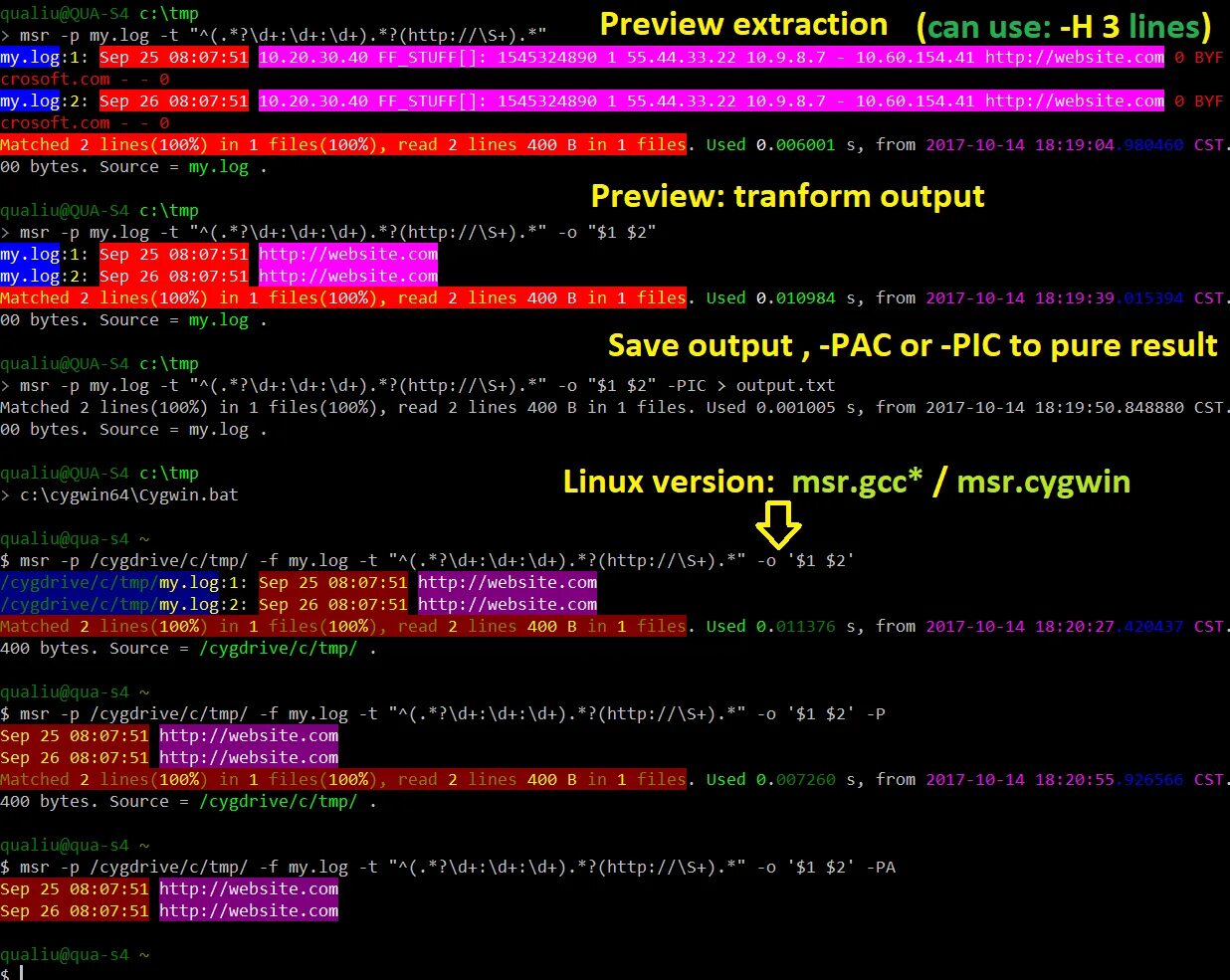 Cygwin64. Bat Linux. Grep двоичный файл совпадает. Matched log. Tmp logs