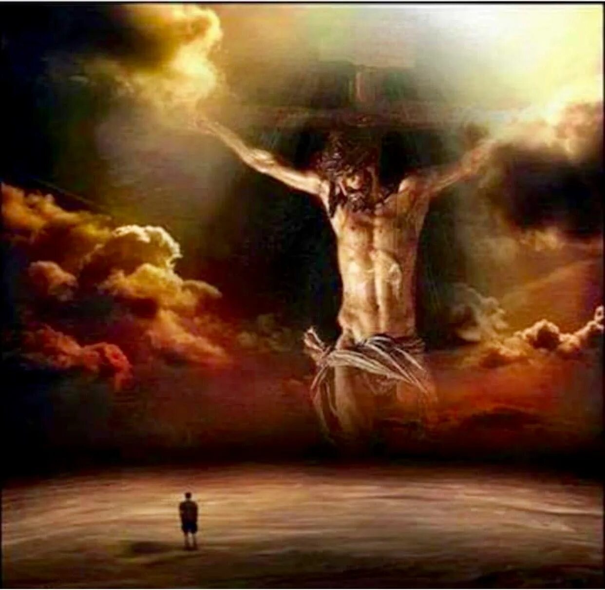 Вторая половина бог. Изображение Иисуса на кресте.
