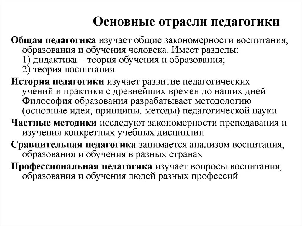 Основные отрасли