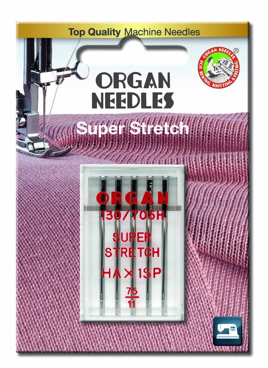Organ Needles иглы для швейных машин для трикотажа. Иглы super stretch. Игла супер стрейч для швейной машинки 75-90. Иглы Organ super stretch.