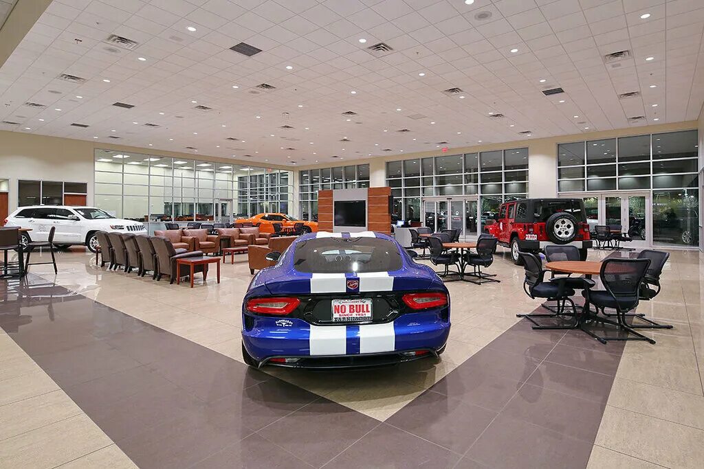 Car dealership. Chrysler Showroom. Dodge Showroom. Dealership. Car dealership Chrysler.