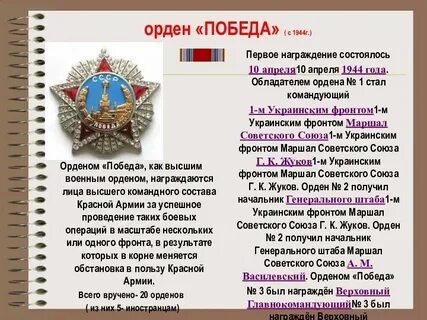 Кто награжден орденом победы