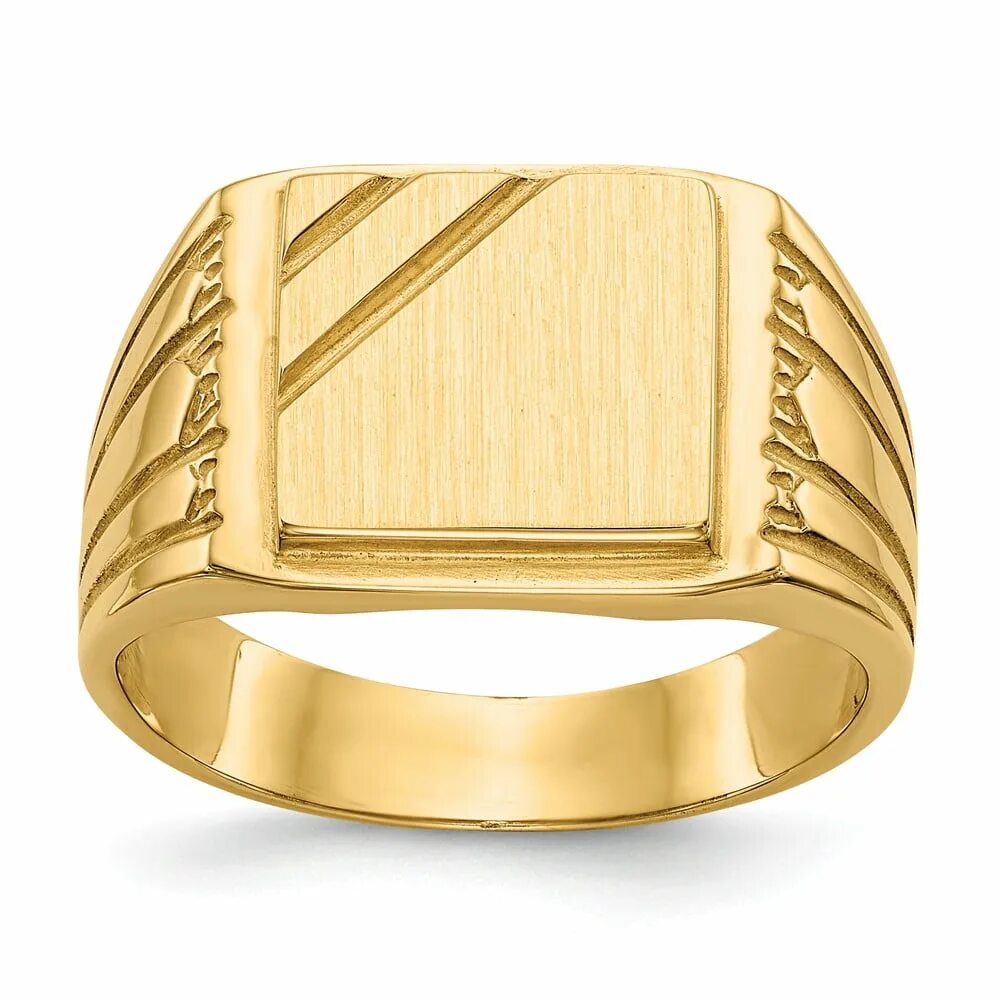 Золотое кольцо для мужчин. Печатка 12000009 золото. Gold Signet Ring. 14k TRUBRITE. Перстень мужской.