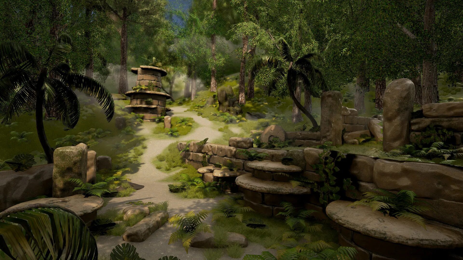 Красивая площадка в стиле джунглей. Портал в стиле джунглей. Lumberyard. Lumberyard engine. Jungle time