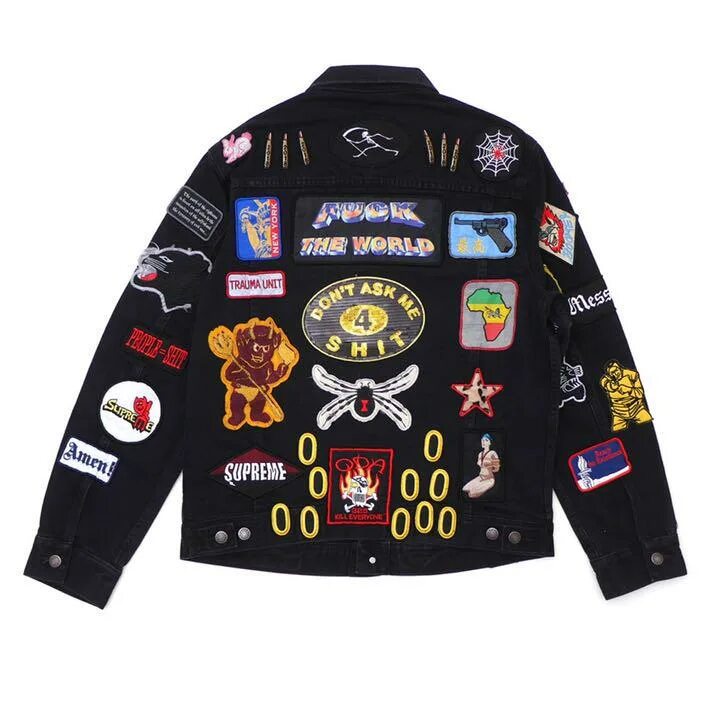 Patch jacket. Palm angels denim jacket. supreme patches jagr.