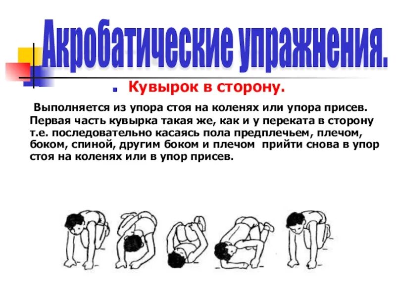 В упор как пишется. Техника кувырка в сторону. Кувырок в сторону техника выполнения. Боковой кувырок. Перекат в группировке из упора присев.