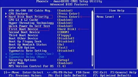 Загрузка bios setup