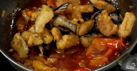 Мясо с баклажанами на сковороде по китайски