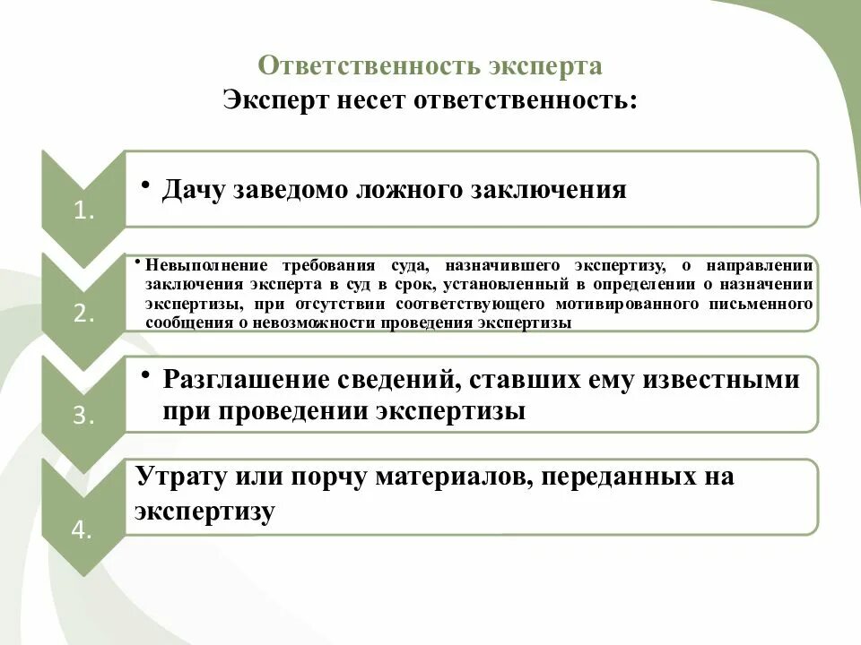 Ответственность эксперта. Ответственность судебного эксперта. Обязанности судебного эксперта.