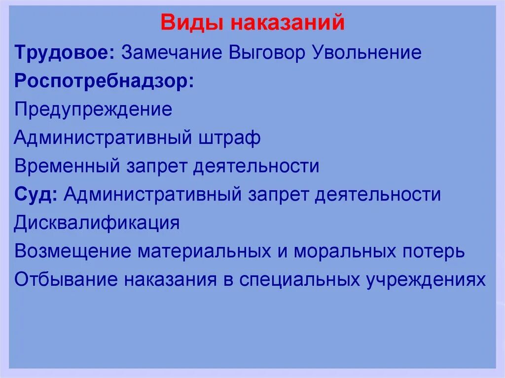 Наказание в специальных учреждениях