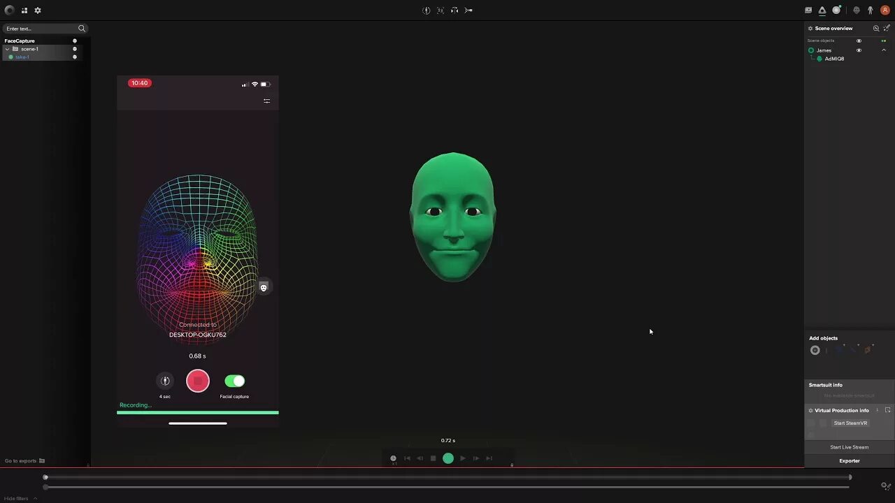 Face capture. Rokoko motion capture. rokoko motion capture rig. vfx unity.
