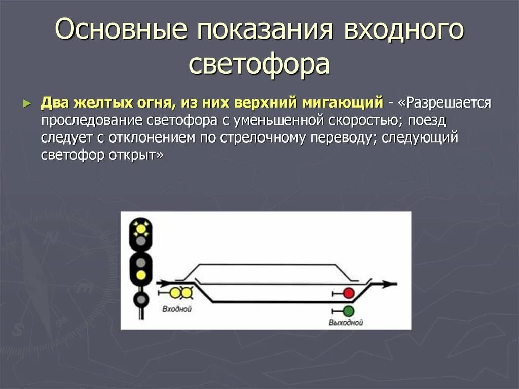 Желтый мигающий сигнал выходного светофора означает. 2 Желтых верхний мигающий огня входного светофора. 2 Желтых верхний мигающий на входном светофоре. Показания входного светофора. Два желтых огня на входном светофоре.