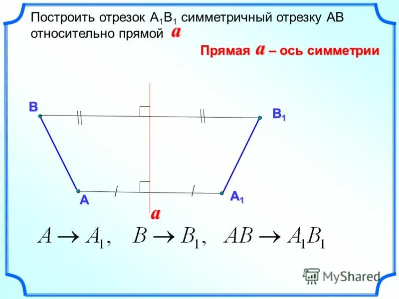 как построить симметричный отрезок