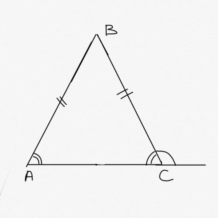 Abc равнобедренный ab bc a c. В равнобедренном треугольнике ABC внешний угол. Треугольник АВС- равнобедренный АС. В равнобедренной треугольнике АВС С основанием АС внешний угол при. Треугольник АВС равнобедренный угол при вершине равен.