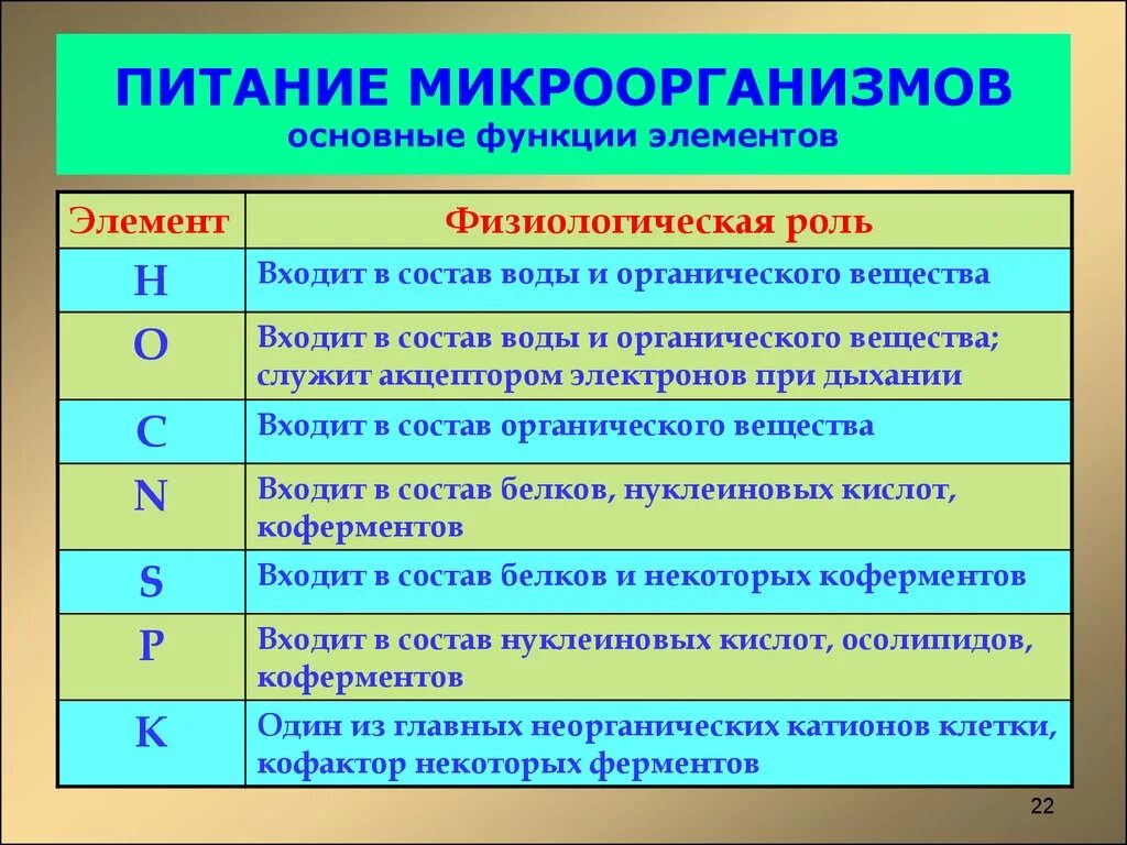 Физиологическая роль элементов. Функции химических элементов. Компоненты питания бактерий. Элементы функции. Питание элемент воды