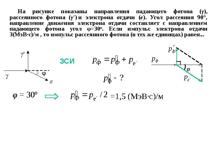 Скорость и направление падения и. Импульс рассеянного фотона. Угол рассеяния. Угол рассеяния фотона. Угол рассеяния 90 направление движения электрона отдачи составляет.