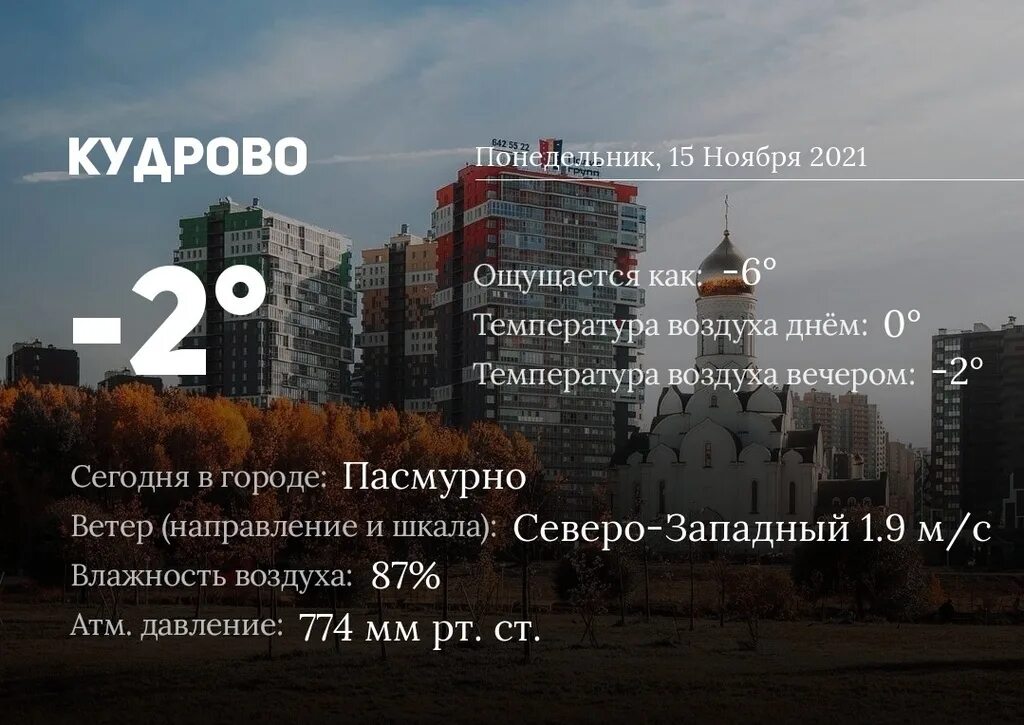 прогноз погоды кудрово на 10 дней
